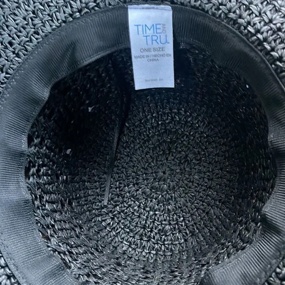 Time And Tru Women's Woven Summer Straw Hat Black - Picture 4 of 5